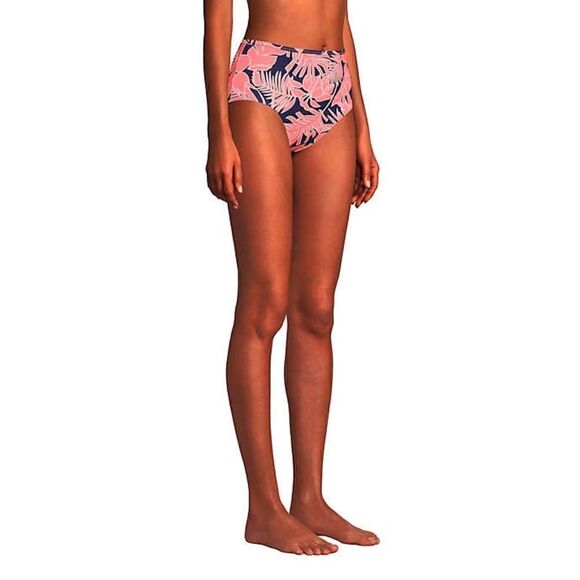 Land’s End Reversible high waist bikini bottom Navy Wood Lily Palm mix V… - Picture 3 of 6